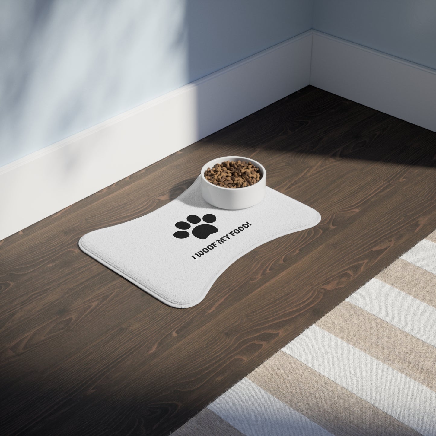 Cute 'I Woof My Food!' Pet Feeding Mat